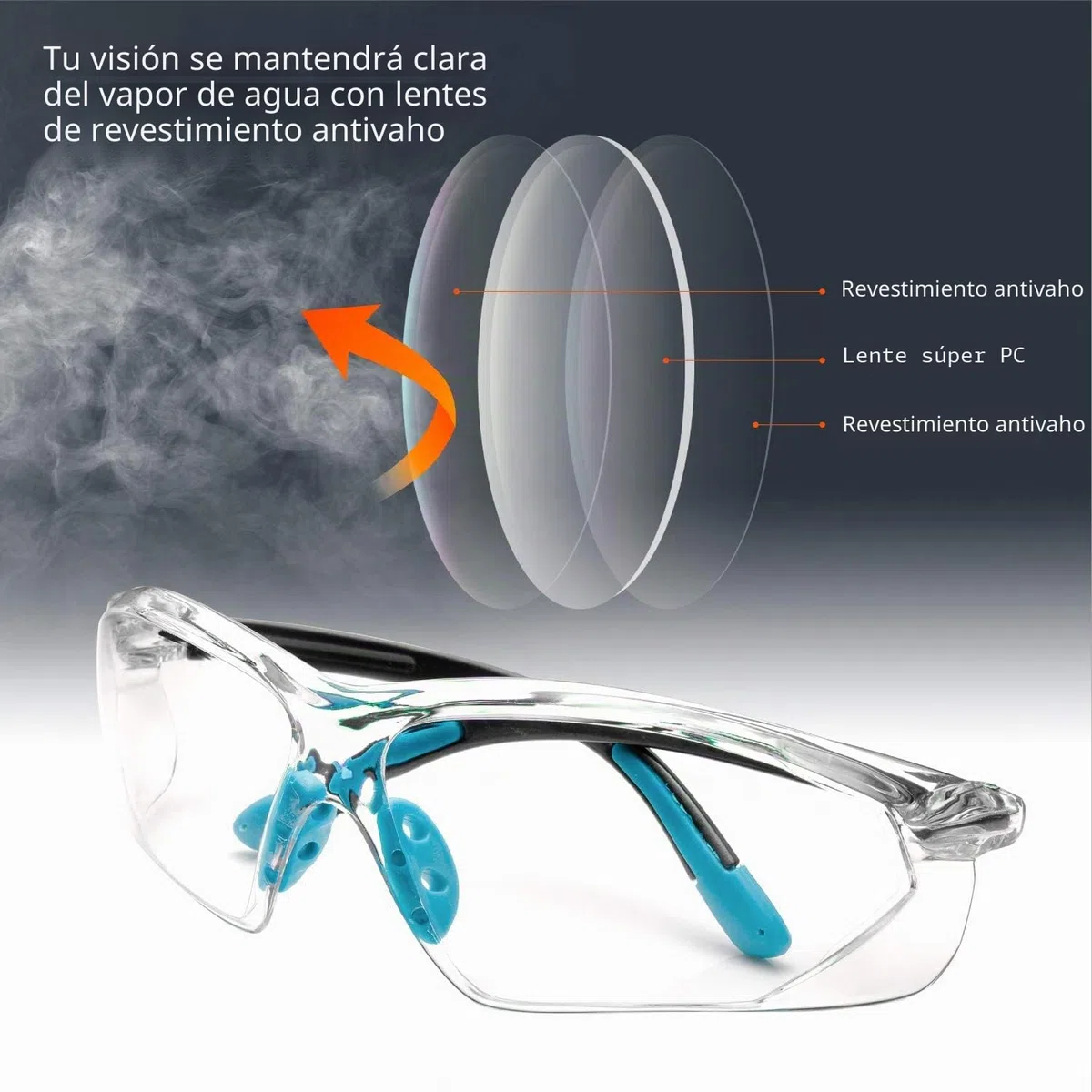 SAFEYEAR Mujer Gafas de Seguridad antirrayas, EN166, Certificación SG003, Antivaho, Protección UV, para Mujeres, Antivaho, Z87