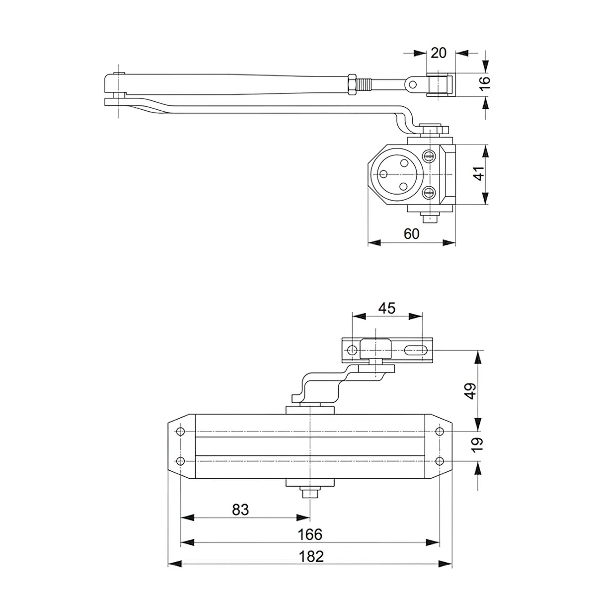 TESA DC110 DC110-EV1- cierrapuertas, EN 3, brazo articulado, apto para puertas cortafuegos, acabado Plata EV1, instalación en superficie, control regulable, protege la puerta, uso interior