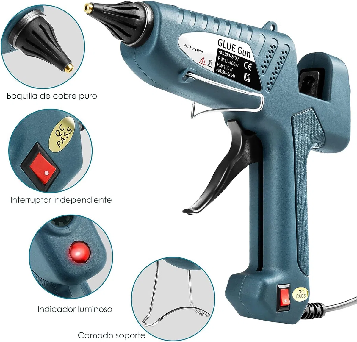 Pistola Silicona Caliente 100W - Pistola Silicona Manualidades Pistola Pegamento Caliente 11mm Barras Pistola de Silicona Caliente
