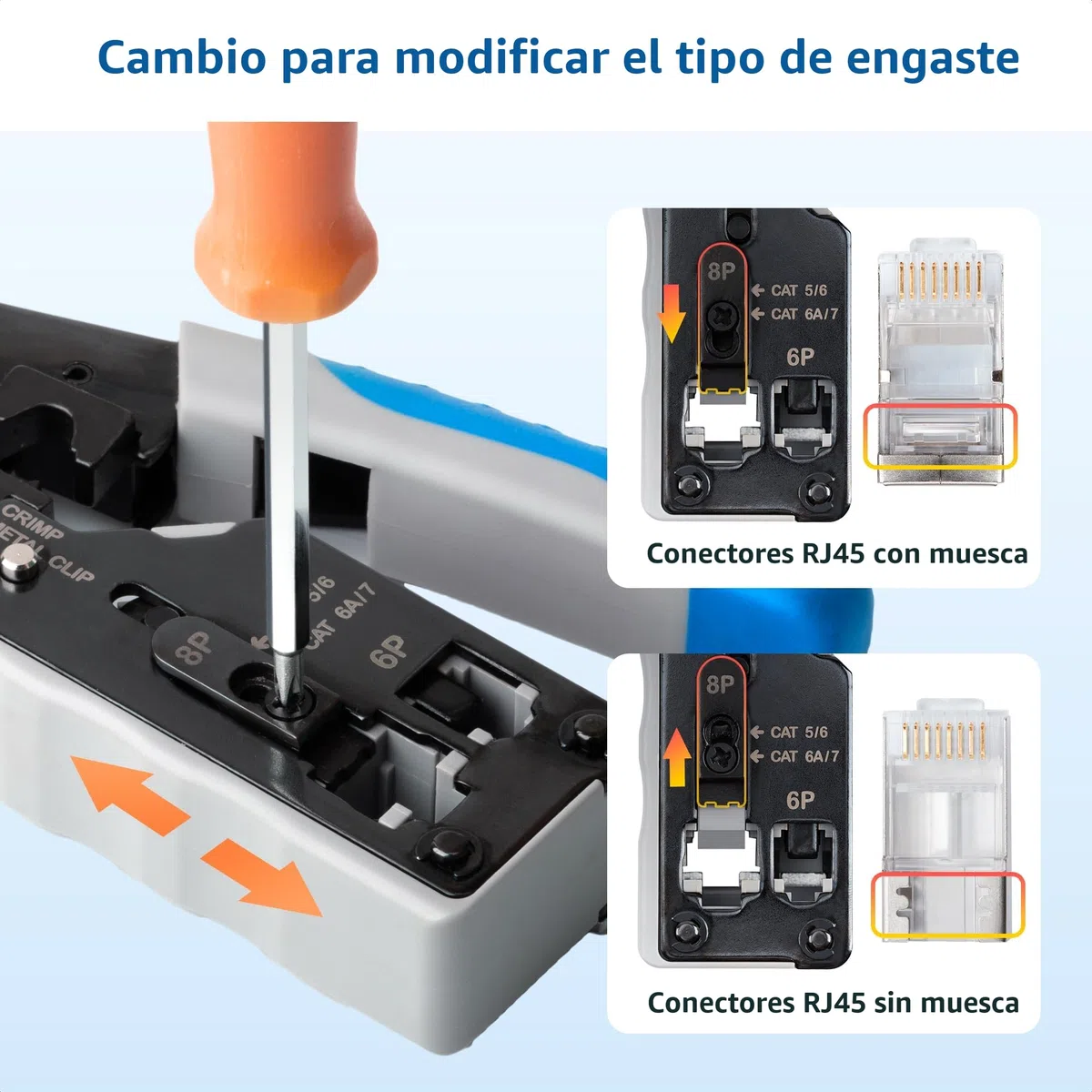 Cable Matters Herramienta de crimpado Ethernet modular todo en uno Cat 8 (herramienta de crimpado Cat5, Cat6, Cat7 y Cat8) para conectores Pass-Through apantallados.