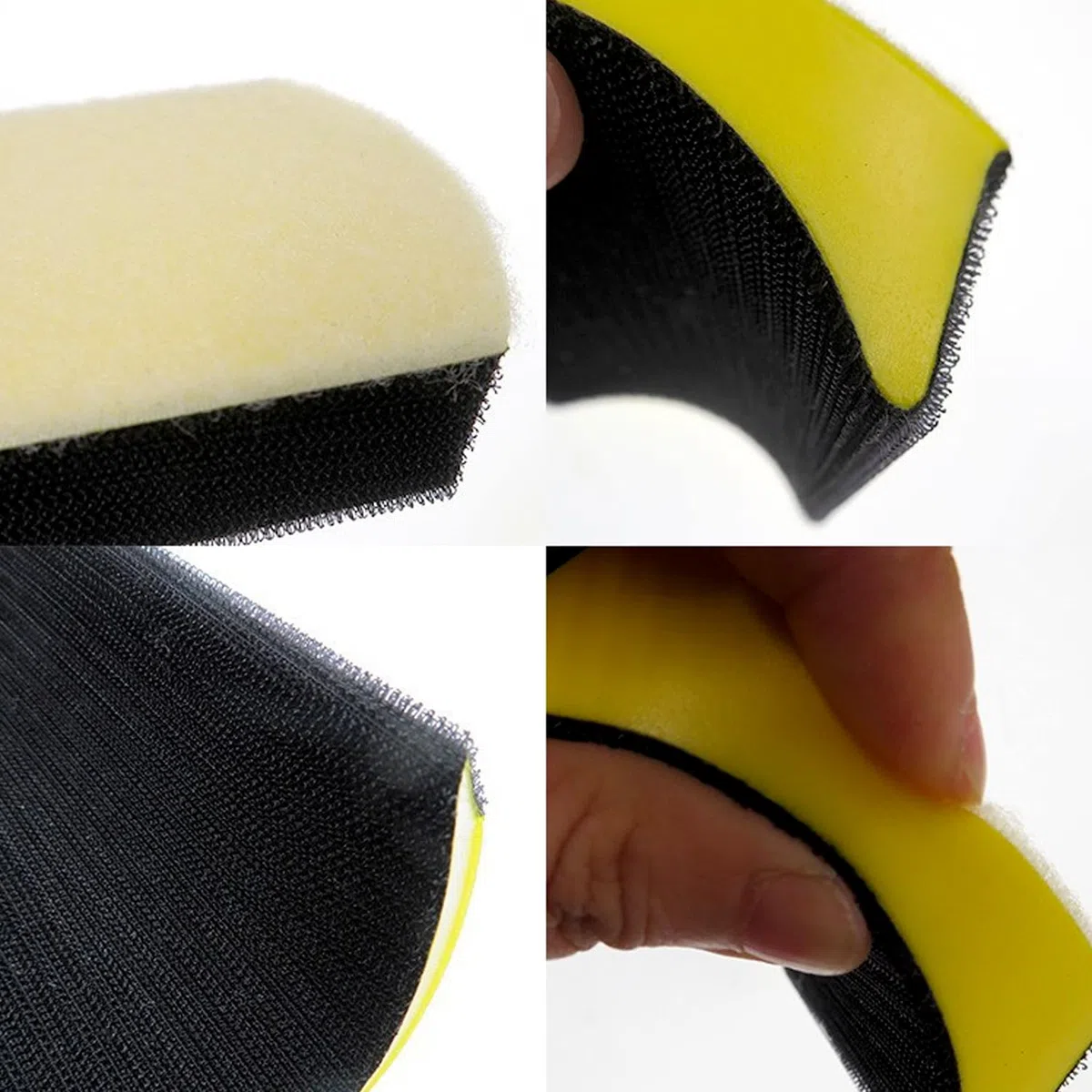 5 Piezas y 6 Pulgadas Taco de Lijado Manual, Espuma de PU + Plástico, Mango Ergonómico, para Pulir Madera y Lijado Fino, Adecuado para Madera, Azulejos, Metal, Vidrio (Amarillo)