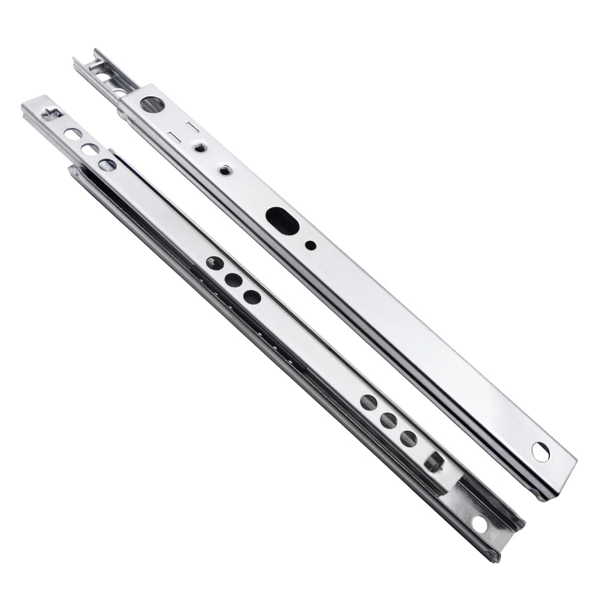 1 par de guías para cajones, extracción parcial con ruedas, sistema de rieles con extracción parcial (17 mm x 342 mm)