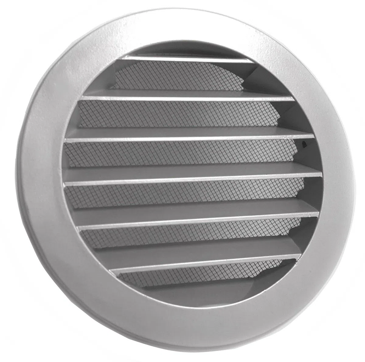 Rejilla de aireación (DN: 100, 125, 150 160 200, aluminio con mosquitera), color negro y gris, Gris