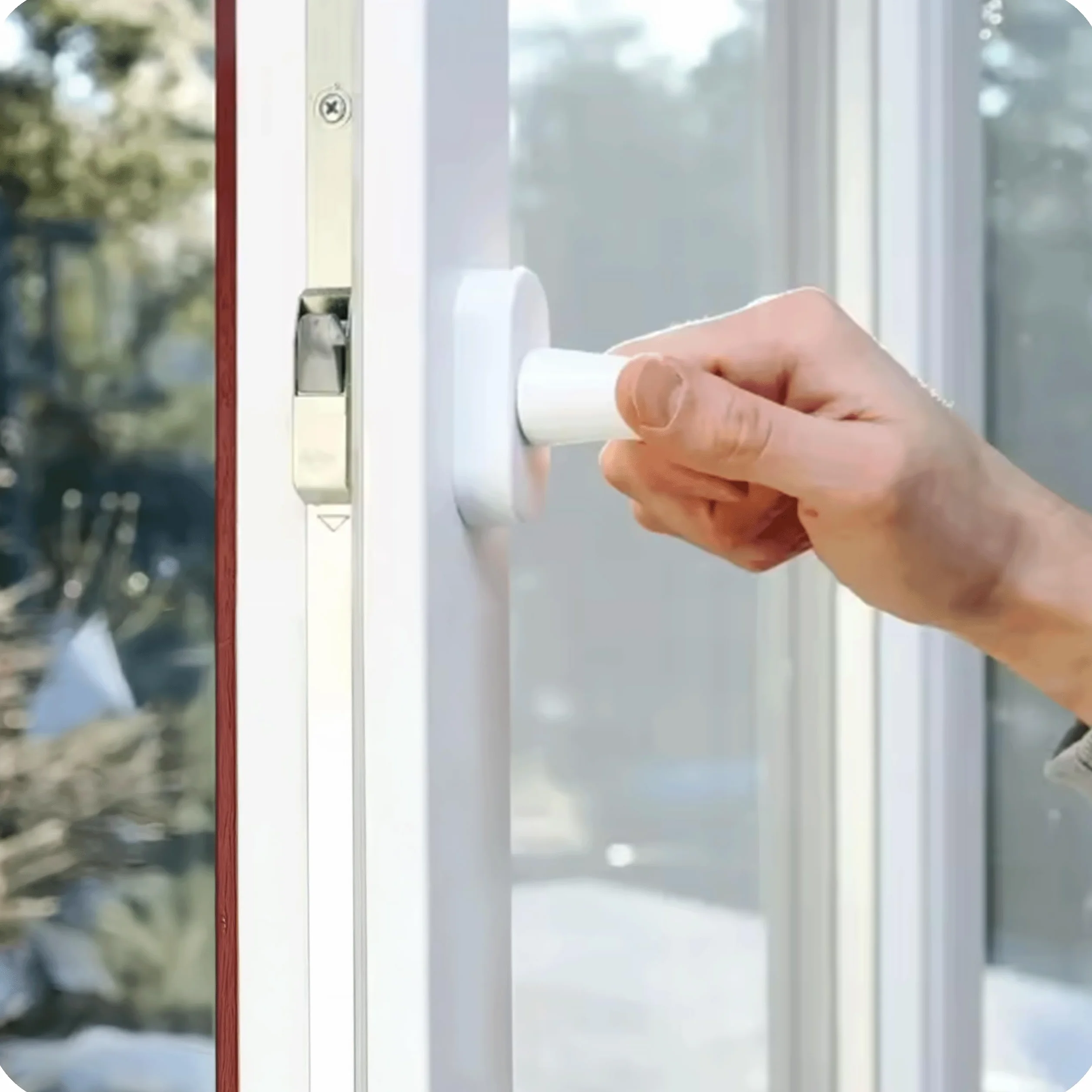 KRUMAD Tirador de ventana con cerradura, color blanco, tirador de ventana con llave y botón de presión, mango de aluminio estable para seguridad infantil y protección antirrobo, para ventanas y
