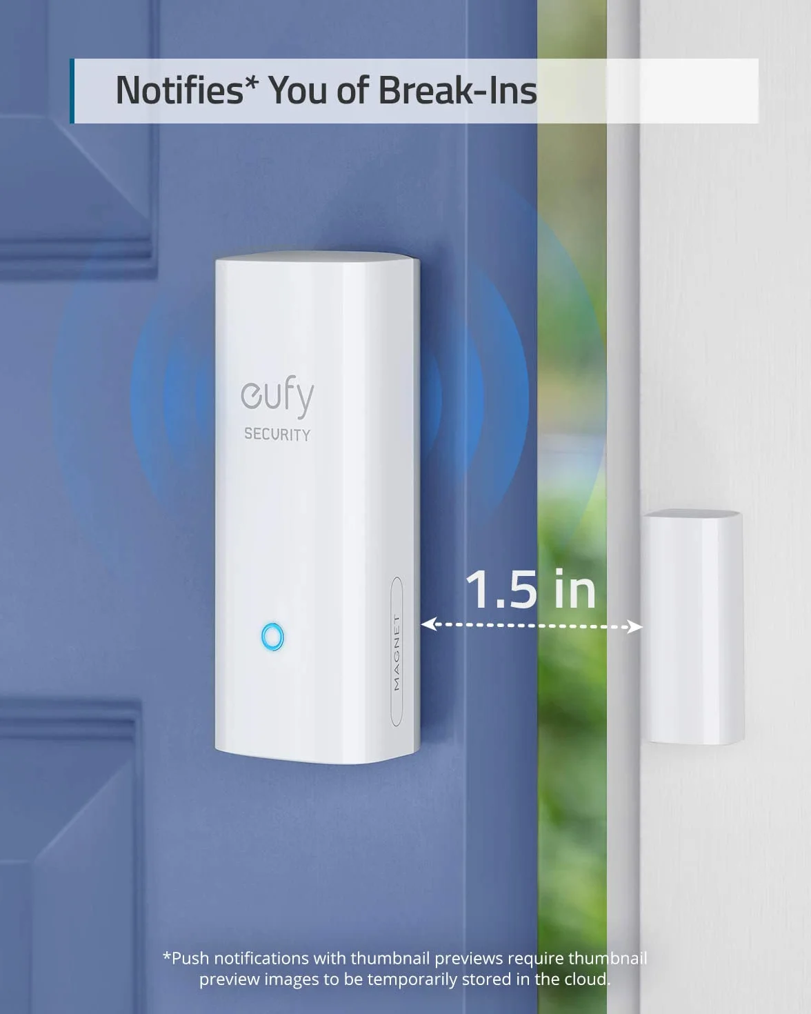 eufy Security by Anker, Sensor de Puerta, Detecta Apertura/Cierre de Puertas y Ventanas, Envía Alarma, Dispara Alarma, 2 años de batería, Requiere eufy Security HomeBase/HomeBase E