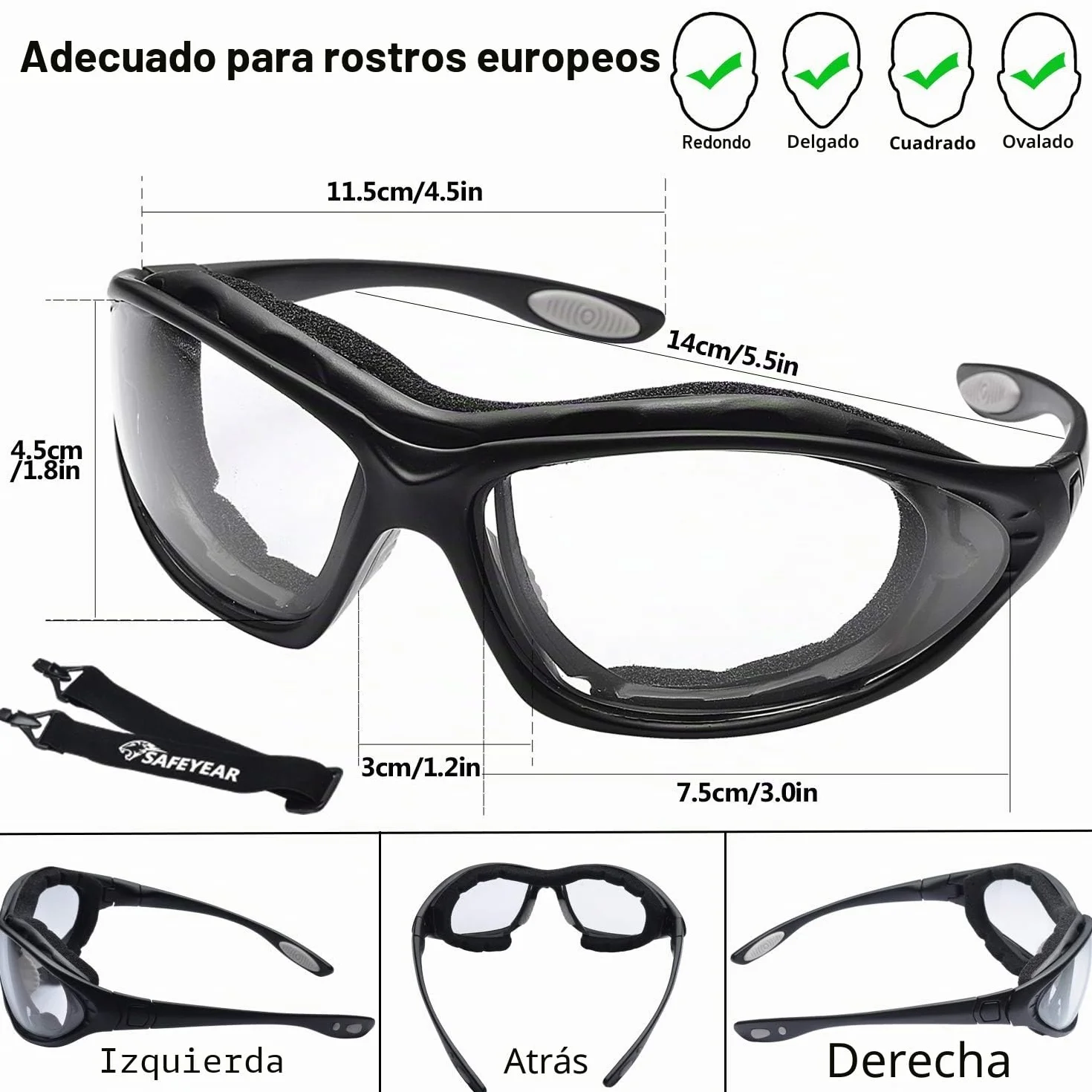 SAFEYEAR Gafas de Seguridad antiniebla y antifragmentación - SG002, gafas de trabajo profesionales teñidas con rayos ultravioleta para hombres y mujeres diy, protección ocular de laboratorio,molienda