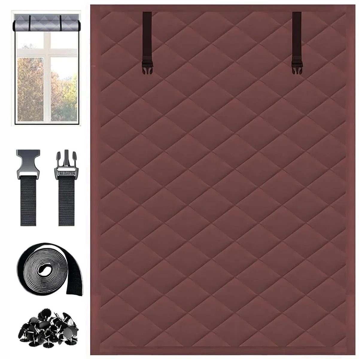 Kit De Aislante Termico Ventanas Impermeable Aislador De Sonido Ventanas Cortinas Aislamiento Térmico Y Cortavientos para Invierno 90 110 140 180 240 250 cm para Hogares(marrón,20x39in/50x100cm)