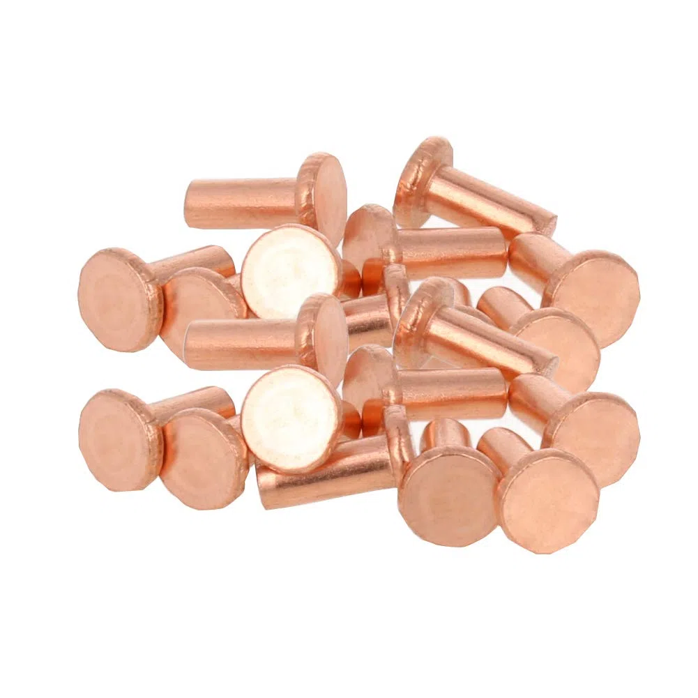 MroMax Pernos de cabeza plana de 5 mm de diámetro de 12 mm de largo y 12 mm de cobre sólido remaches sujetadores remaches de fijación de tono cobre 50