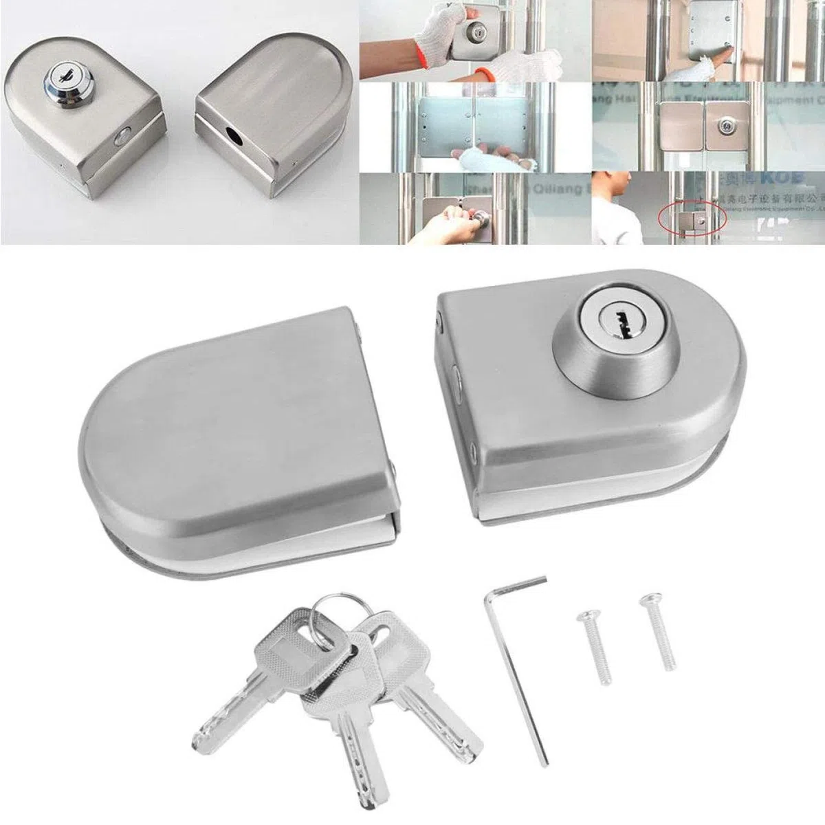 Cerradura de puerta de vidrio Cerradura de seguridad 1pcs con llaves y otros accesorios para cerradura de seguridad
