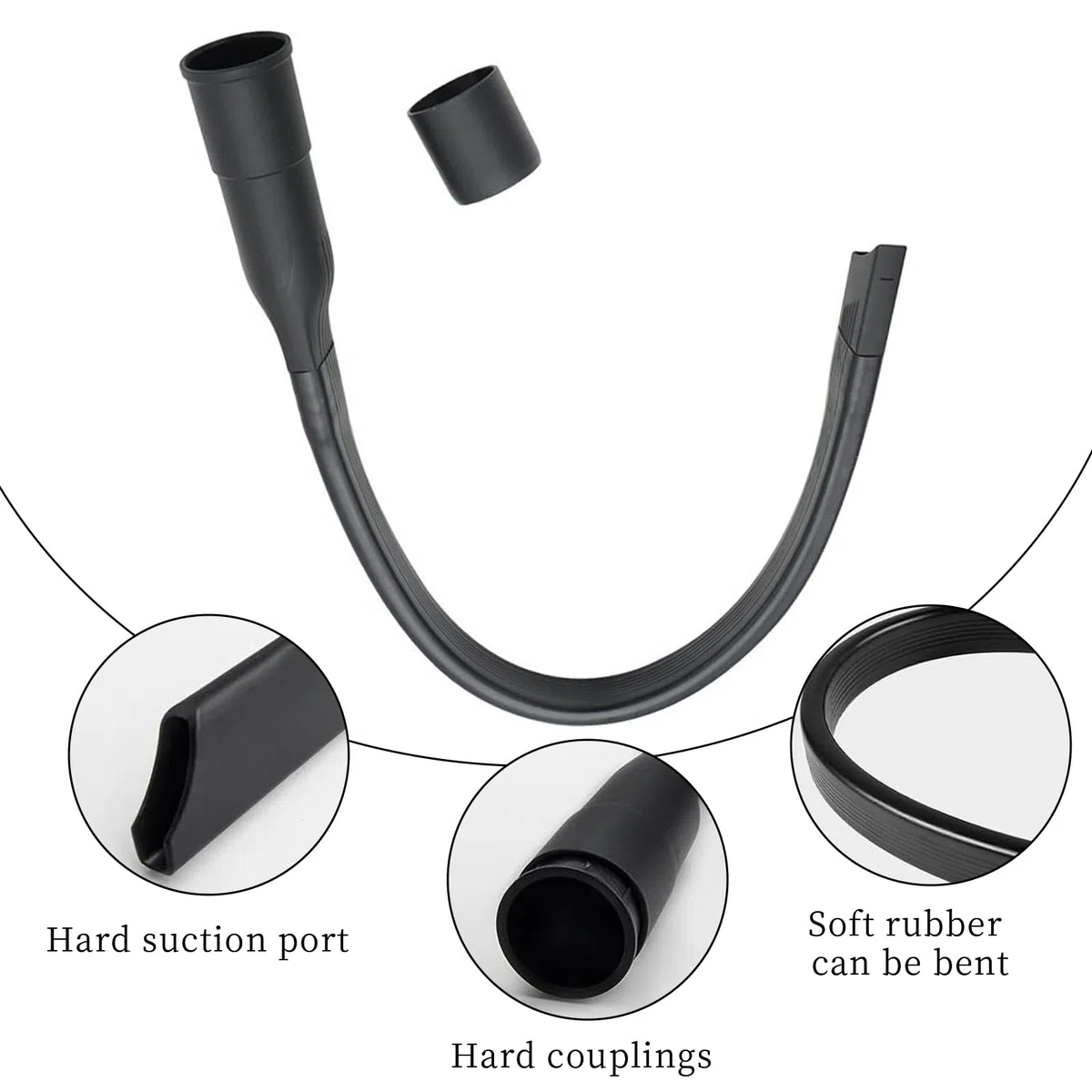 Boquilla flexible larga para aspiradora, 62 cm Boquilla universal para aspiradora, con conexión de 35/32 mm, con cepillo, accesorio para aspiradora