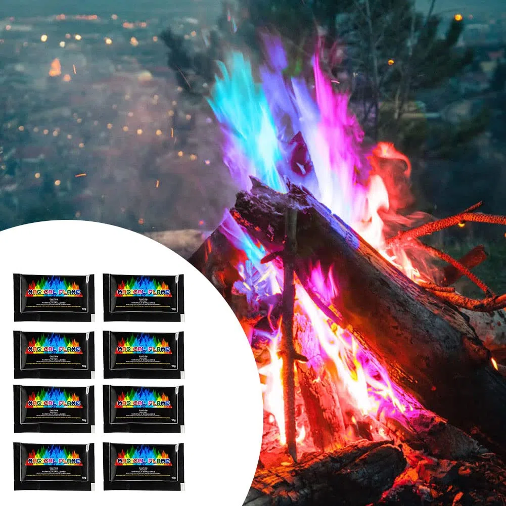 Rakiuty Polvo De Colores De Fuego, Polvo De Fuego De Color Llama, Es Adecuado para Combinar Halloween y Navidad, 80g
