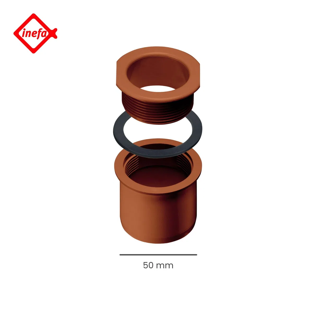 INEFA Toma de desagüe atornillable para canalón de caja, PVC 68/50mmmarrón Toma de desagüe atornillable Accesorios para canalones, fácil instalación,made in Germany