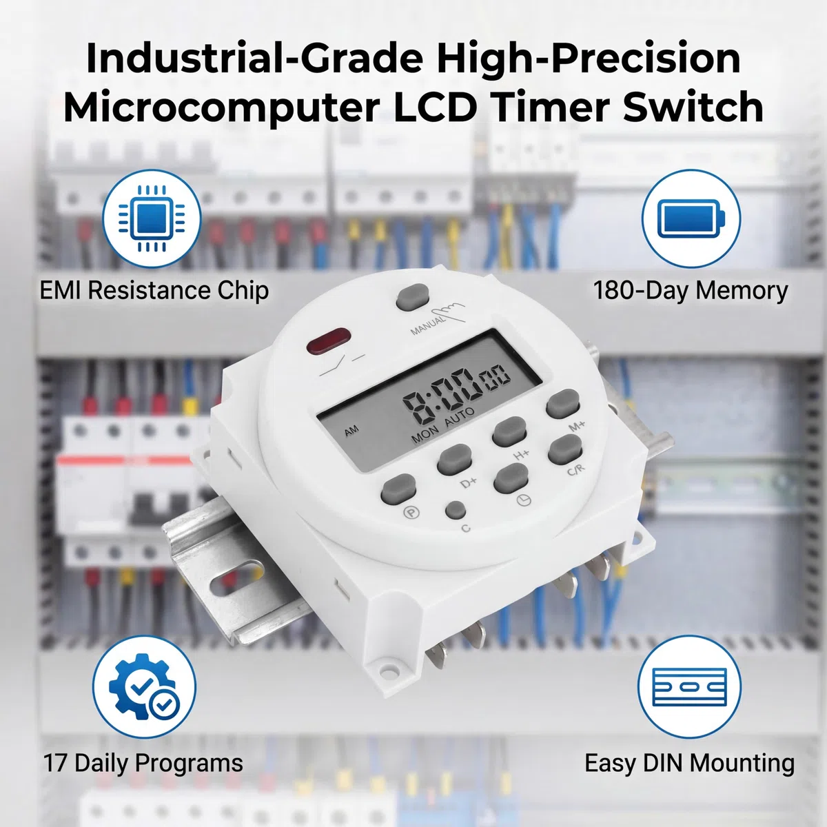 Interruptor Temporizador Programable Semanal LCD Digital 12V DC, Relé Control Mini Temporizador Impermeable con Pantalla LCD y Diseño Compacto Cubierta Blanca