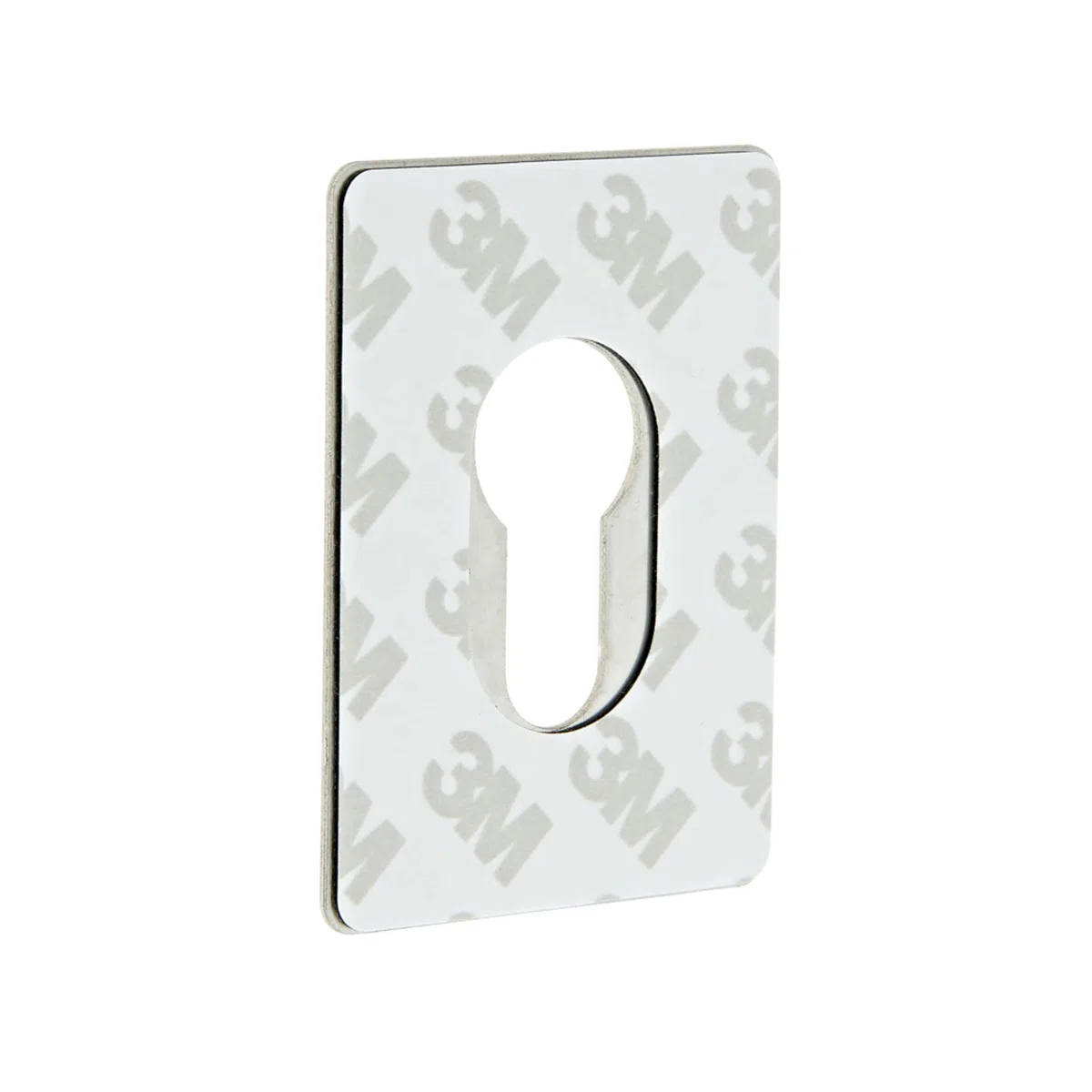 Placa de reparación para cerradura con llavero Euro, autoadhesiva, acabado satinado, acero inoxidable, 65 x 47 mm