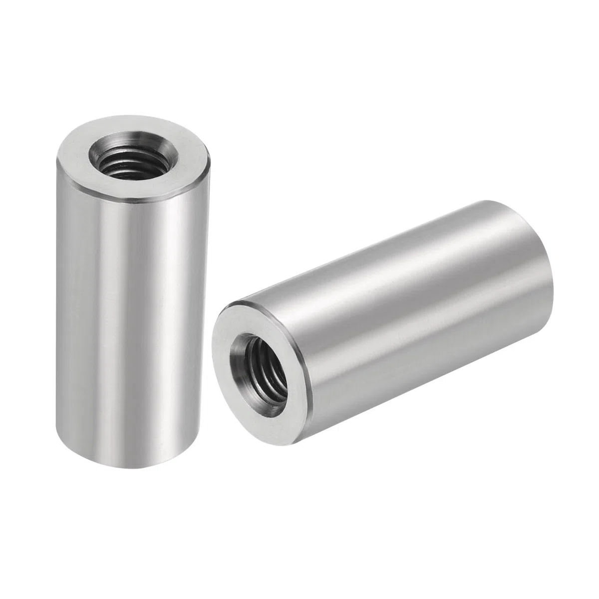 QUARKZMAN 5uds M8 Redondo Conector Tuercas, 304 Inoxidable Acero Acoplamiento Tuerca 35mm/1.38" Longitud Manguito Varilla Barra Perno Tuerca para Soporte, M8x35x16mm