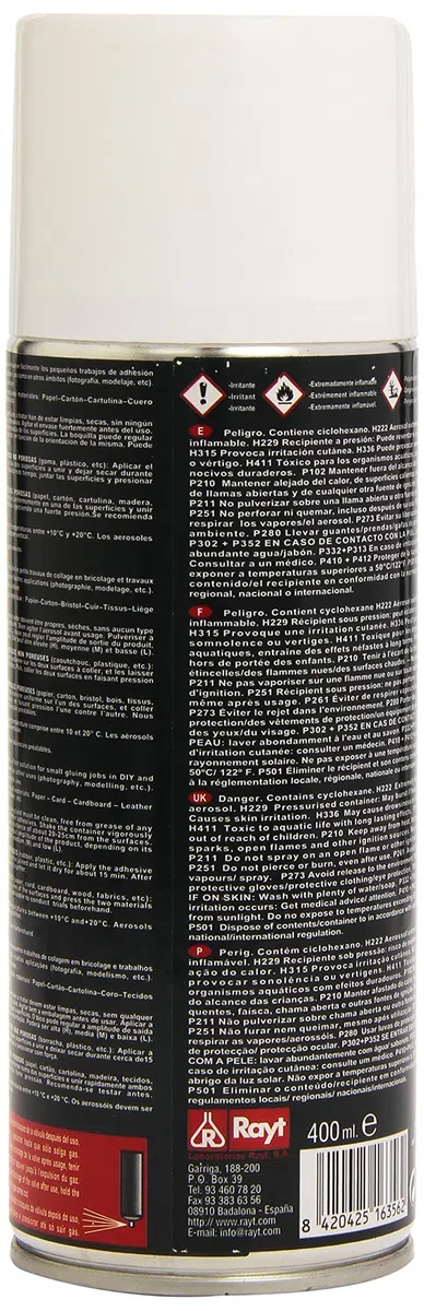 Rayt 1635-61 Novopren Adhesivo en Spray para fijación de múltiples materiales. Limpio, rápido y fácil de usar, 400ml