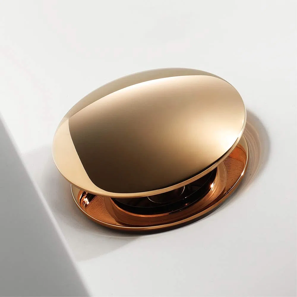 Kibath L480671 Válvula Clic Clac Universal Oro Desagüe Push-up de Lavabo y Bidet, con Acabado Rosa. Tuerca de 1 1/4. Fabricada en latón