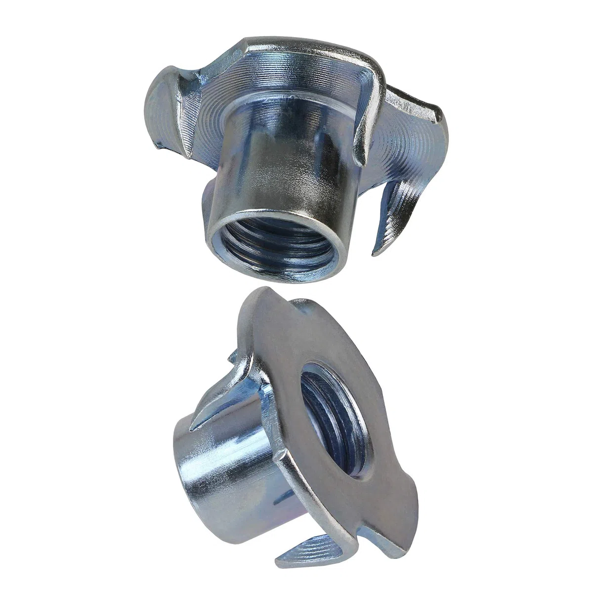 LIKERAINY Tuercas M6 x 10mm con 4 Dientes Metal T-Nuts Tuercas de Fijación para Muebles de Madera Insertos Ciegos Tuerca 200Pcs