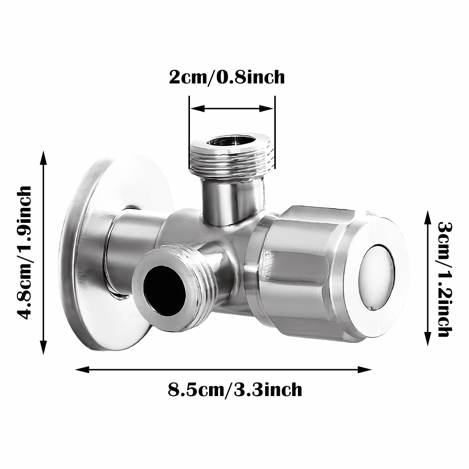 Válvula de Ángulo Doble, Válvula de Ángulo Doble para Lavabo, Llave de Paso Agua 1/2, con 2 X 1/2 Pulgadas y Cinturón de Materia Prima