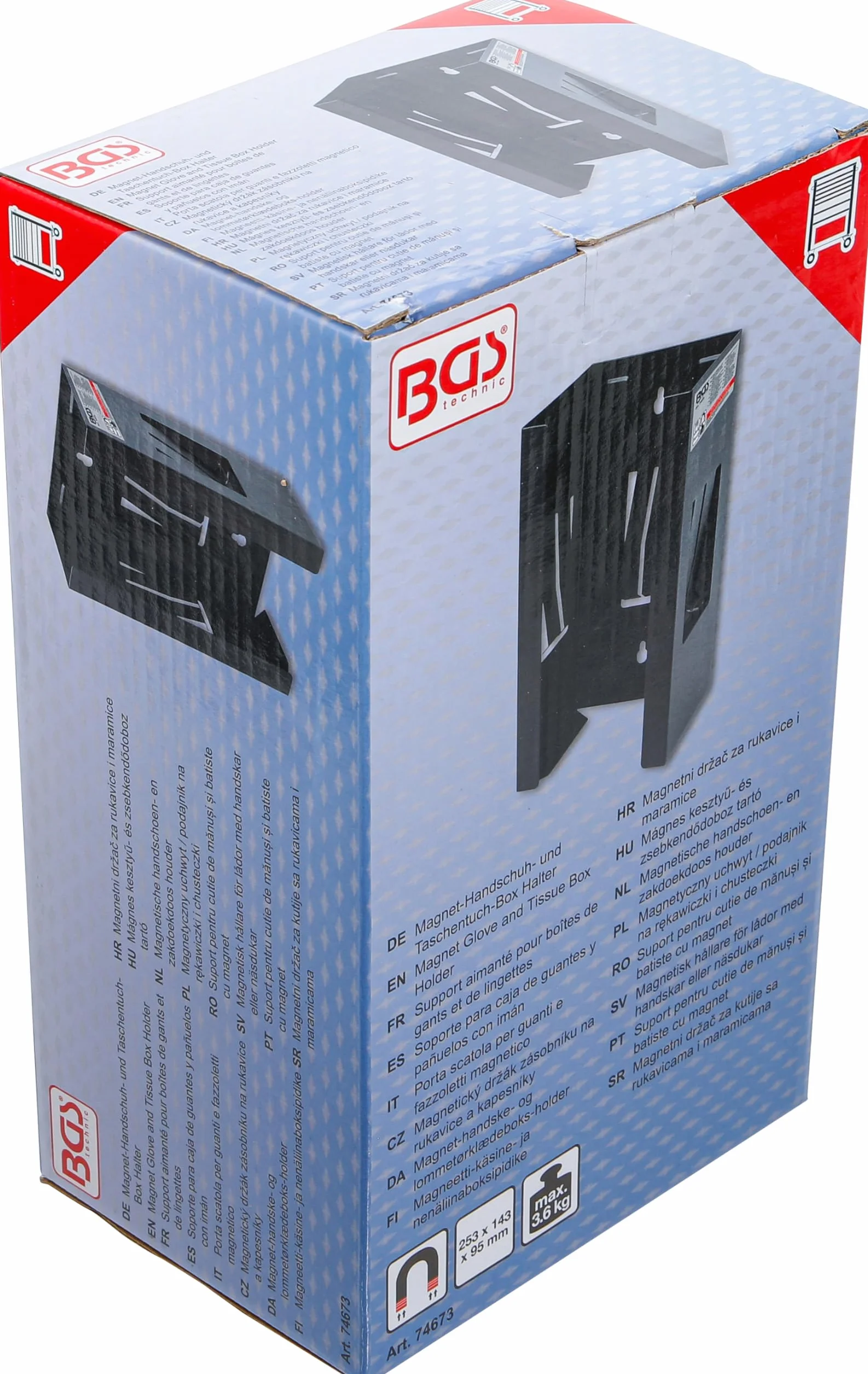 BGS 74673 | Soporte para caja de guantes y pañuelos con imán | 253 x 143 x 120 mm