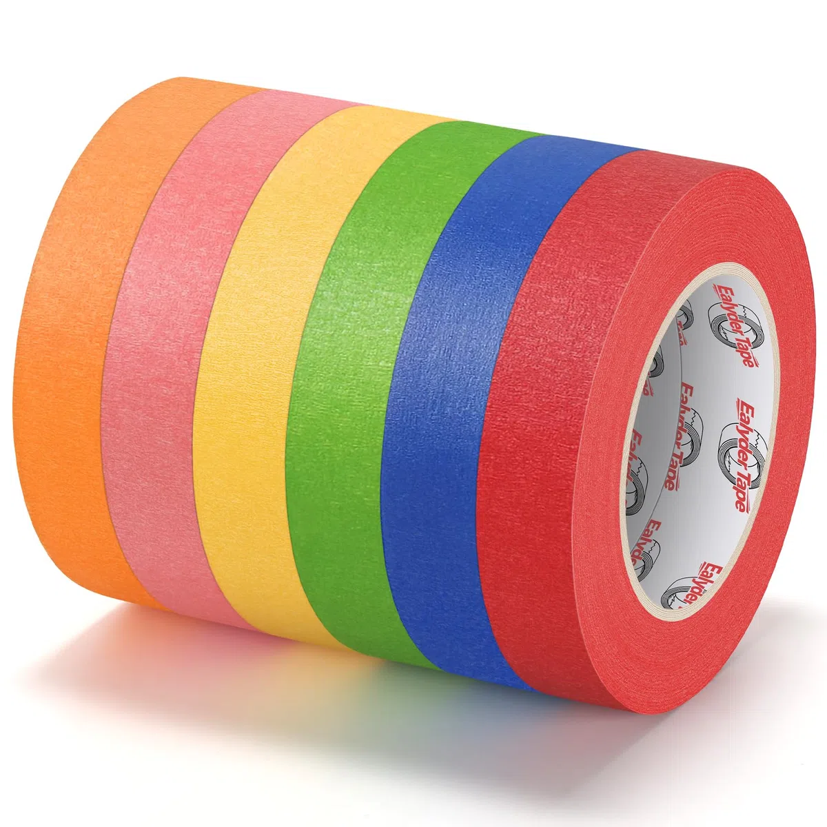 Cinta de Carrocero, Cinta Carrocero Pintura, Cinta Ancha Resistente al Calor y a los UV, Ideal Para Pintura, Renovaciones y Manualidades（6 rollos 24mm x 54m 6 colores）
