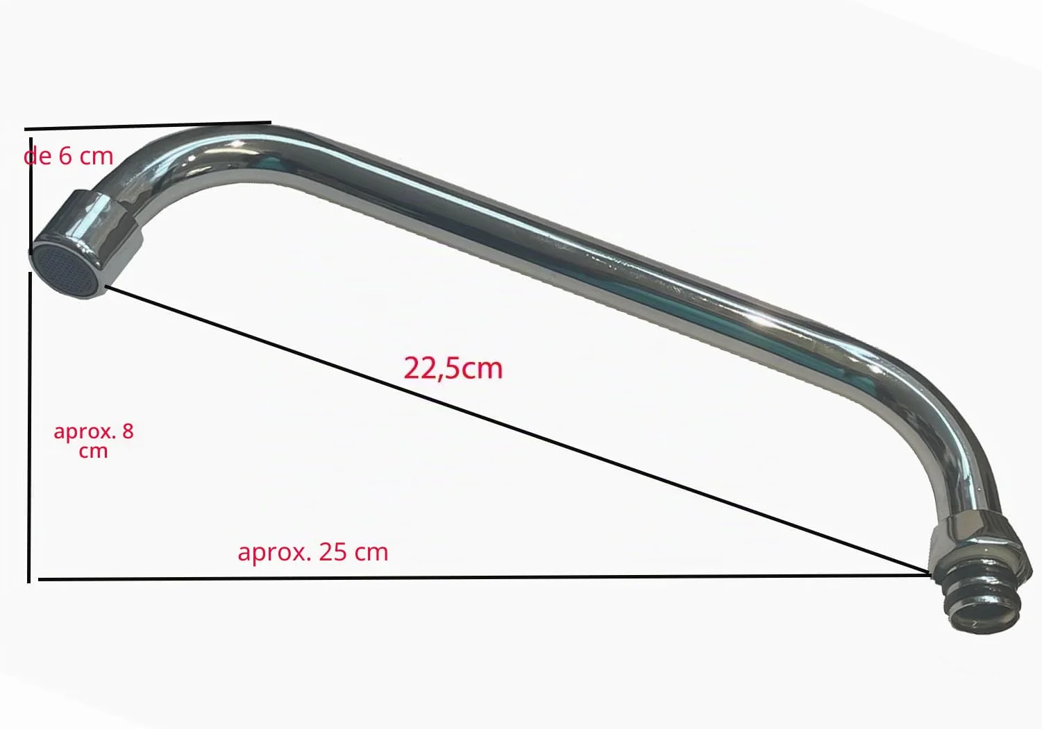 Caño para grifos, brazo de cocina, brazo de grifo, caño para grifos (forma de N, 25 cm)