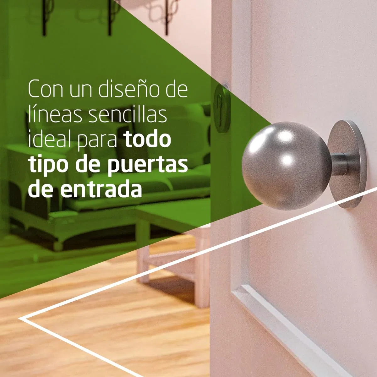 Amig - Pomo de Puerta - Fabricado en Acero Inoxidable - Tirador: Ø70 mm - Plateado - Resistente al Frotamiento, Óxido y Corrosión