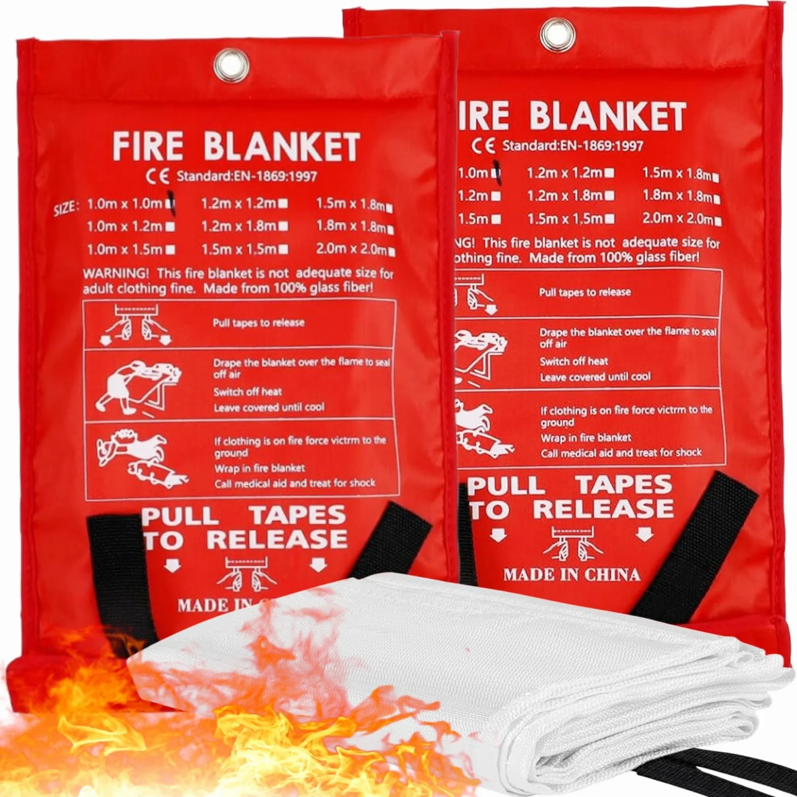 Manta Ignifuga Apaga Fuegos Cocina,2pcs Manta Ignífuga de Fibra de Emergencia,Manta Ignifuga,Mantas de Fuego de Fibra de Vidrio de Emergencia,Manta Ignifuga de Fibra de Vidrio,1*1m