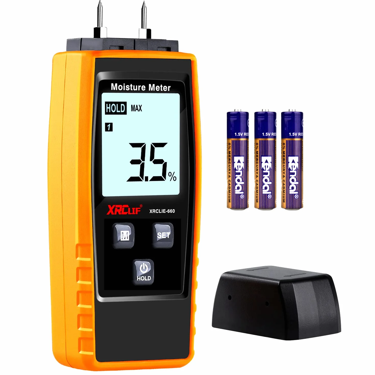 Medidor Humedad Pared Digital, XRCLIF Medidor de Humedad de Madera Portátil medidor de Madera para Fugas Humedad Mortero Cemento, Detector de Contenido de agua de Madera con luz de Fondo (amarillo)