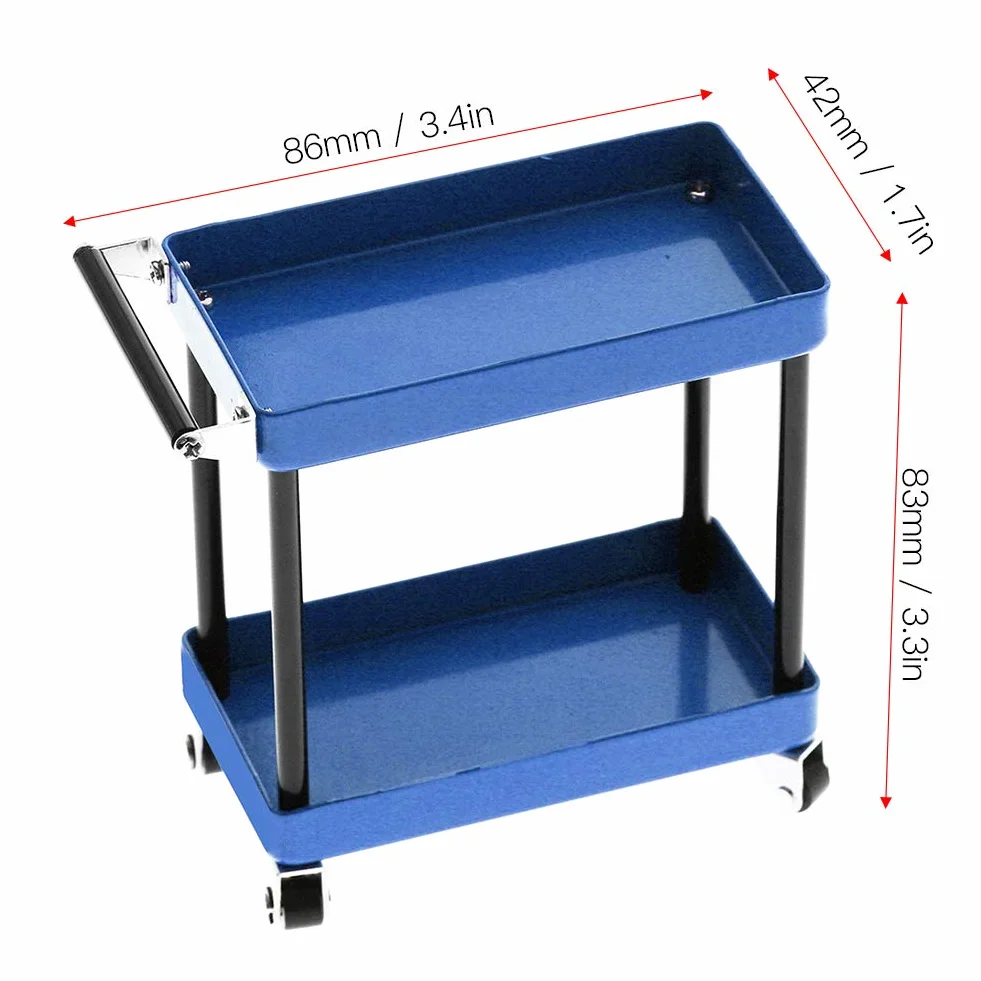 Organizadores De Herramientas, Carro De Herramientas De Metal Duradero Rendimiento Confiable Y Práctico Duradero Con Ruedas Para Taller De Garaje Para Accesorios RC(azul)