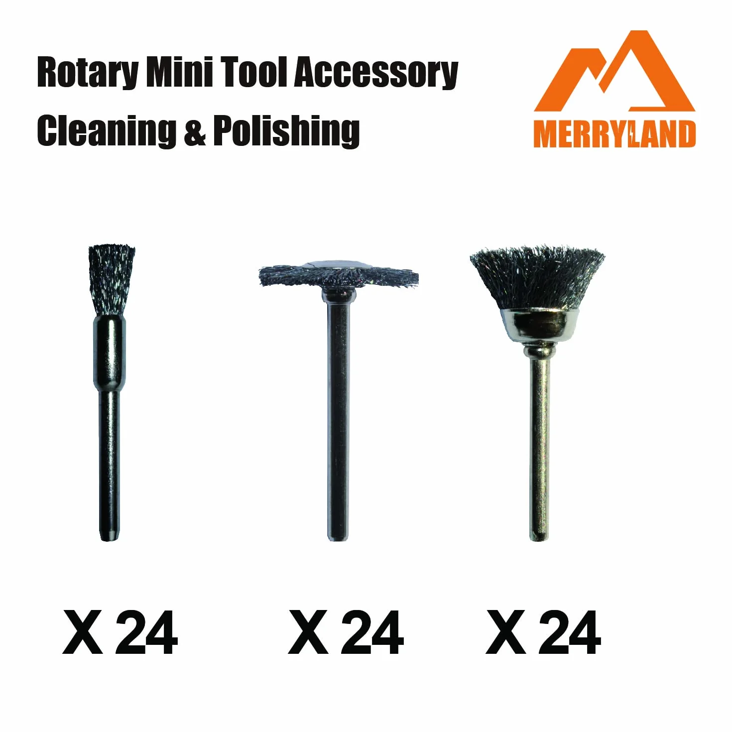 Merryland Cepillo Metálico de Alambre Acero para Dremel 72pcs, Cepillo Circular y Copa 24pcs Cada Uno, Cepillo de Pulir para Herramienta Rotativa Eléctrica, RMTA072C1