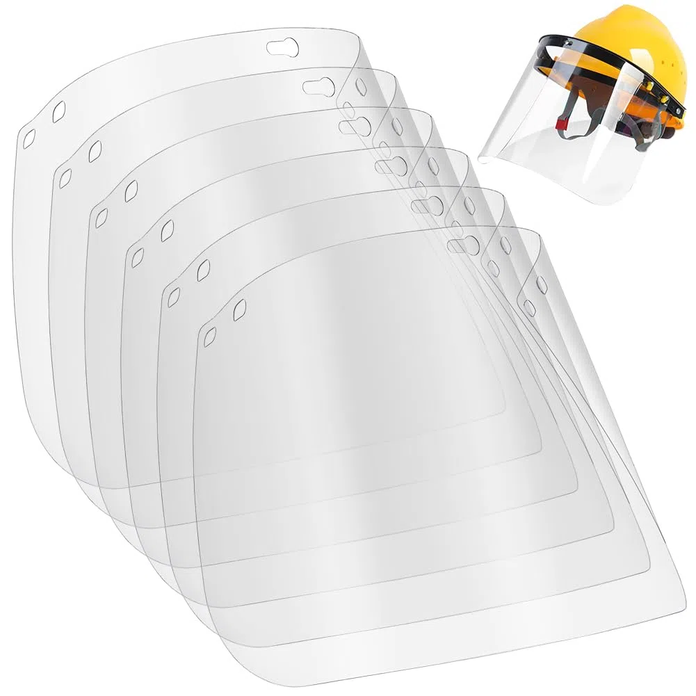 PH PandaHall 6 viseras de repuesto transparentes de PET de 39 x 19,7 cm, viseras de seguridad transparentes para trabajadores sanitarios, rectificado, soldadura, forja, corte, 0,8 mm de grosor