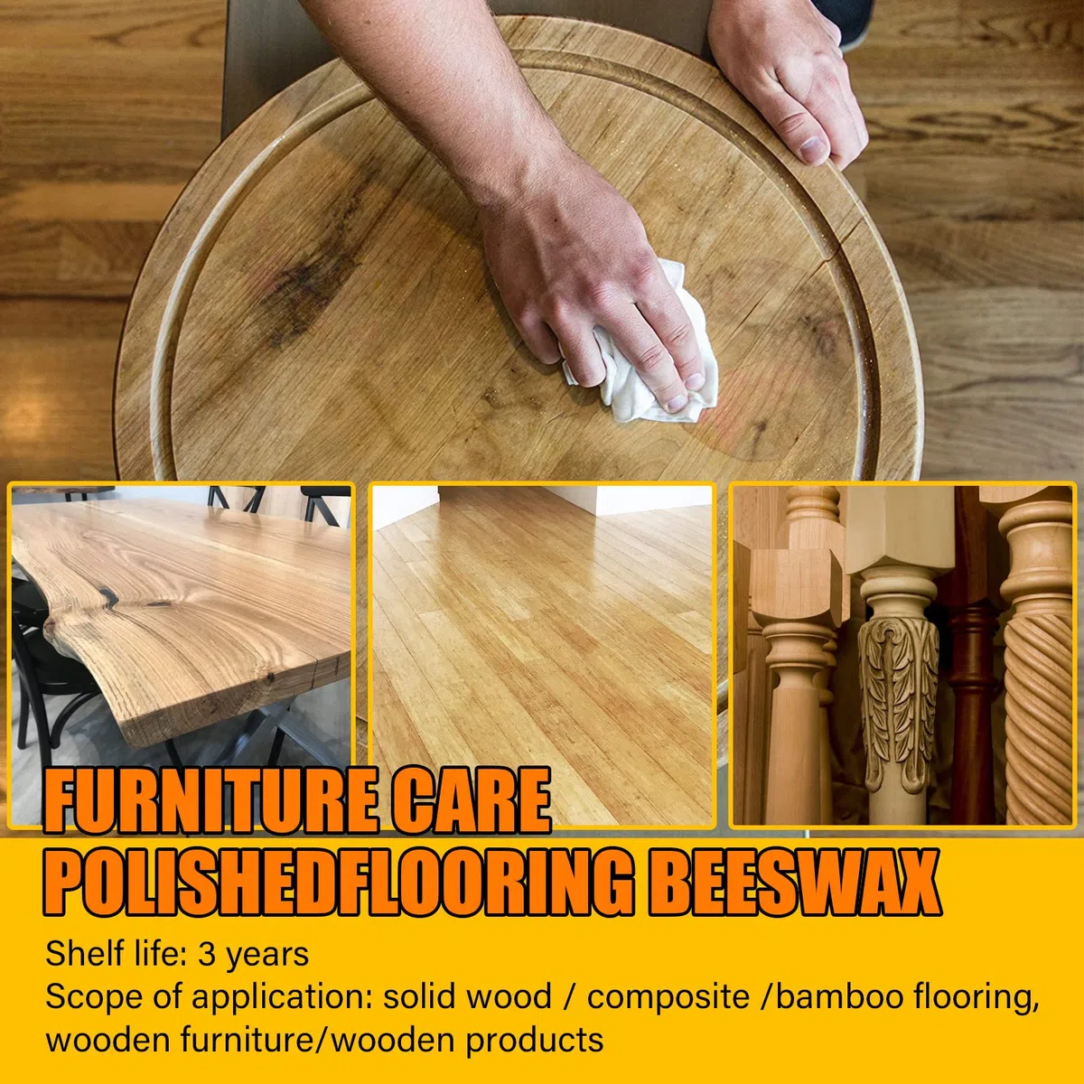 Cera de abeja totalmente natural para el cuidado y pulido de muebles para impermeabilizar, mejorar y proteger suelos de madera dura, 80 g de cera de abeja