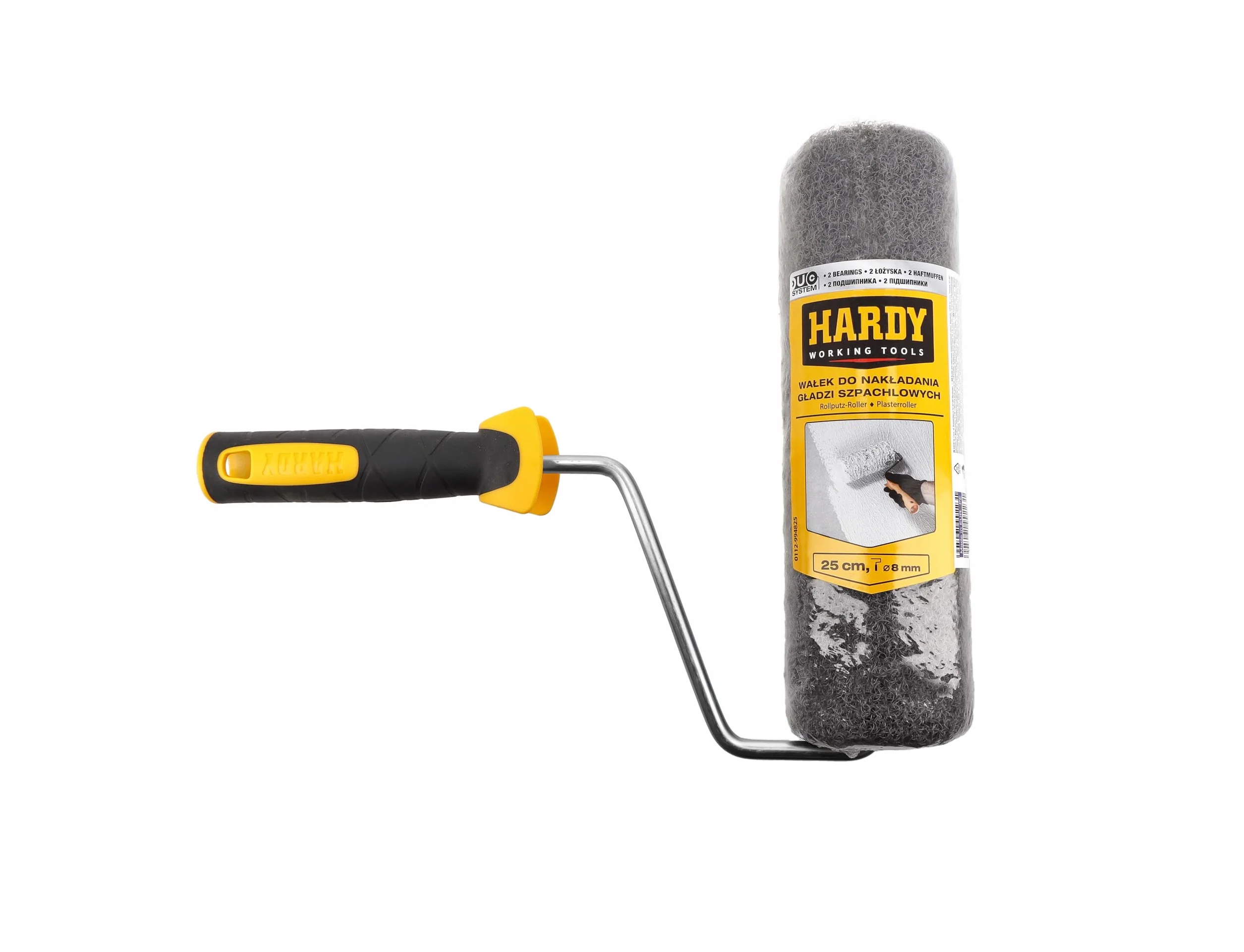 HARDY WORKING TOOLS - Rodillo para masilla 25 cm -con mango bicomponente 2K - DuoPlus - para enlucido y aplicación de compuesto de relleno