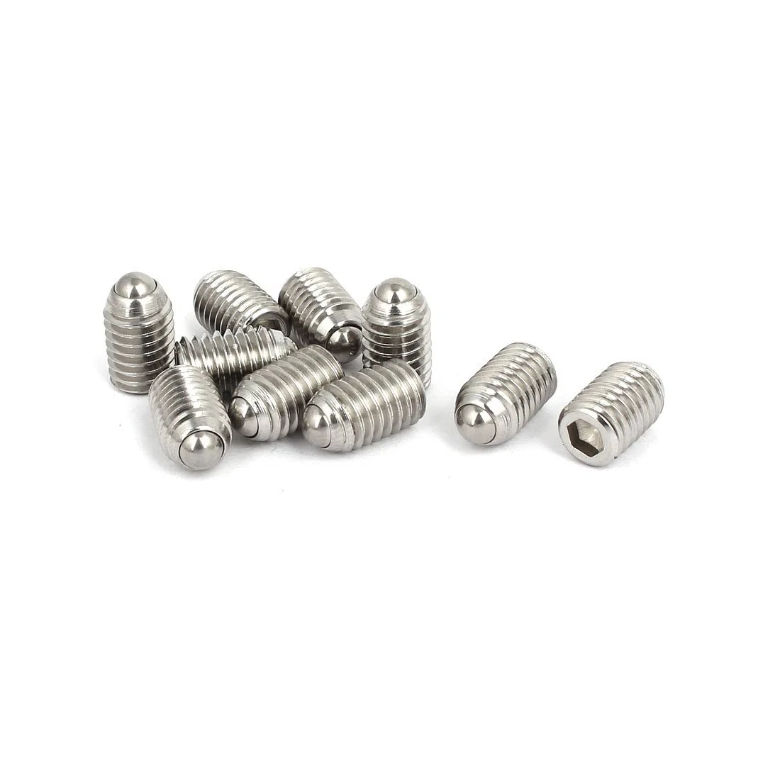 sourcing map M8x12mm Tornillo Prisionero de muelle de acero inoxidable 304 con punta de bola hexagonal 10pcs