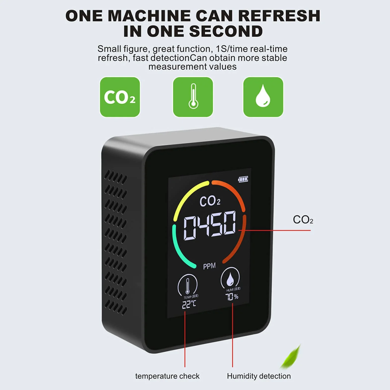 Detector 3 en 1 CO2 400-5000ppm | Medidor de TVOC Temperatura y Humedad | Monitoreo Ambiental para Uso Doméstico