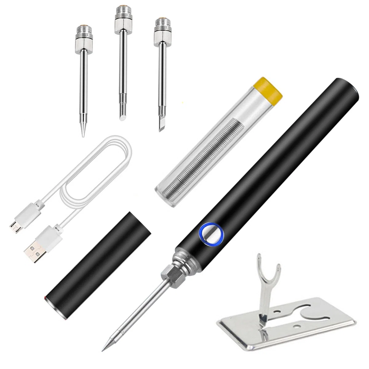 Towwoo Soldador Recargable, Soldador Inalámbrico Portátil con Batería 5V, Soldador Estaño Profesional, Set de Soldador con Batería con Tapa, Kit de Soldadura Inalámbrico Seguro Profesional