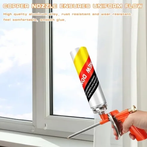 GOMETY: 3 Piezas Pistola De Espuma De Metal Completo, Pistola Dosificadora Precisa Con Mango De Plástico Ergonómico, Para Profesionales Y Aficionados Para Sellar Y Rellenar (Naranja)