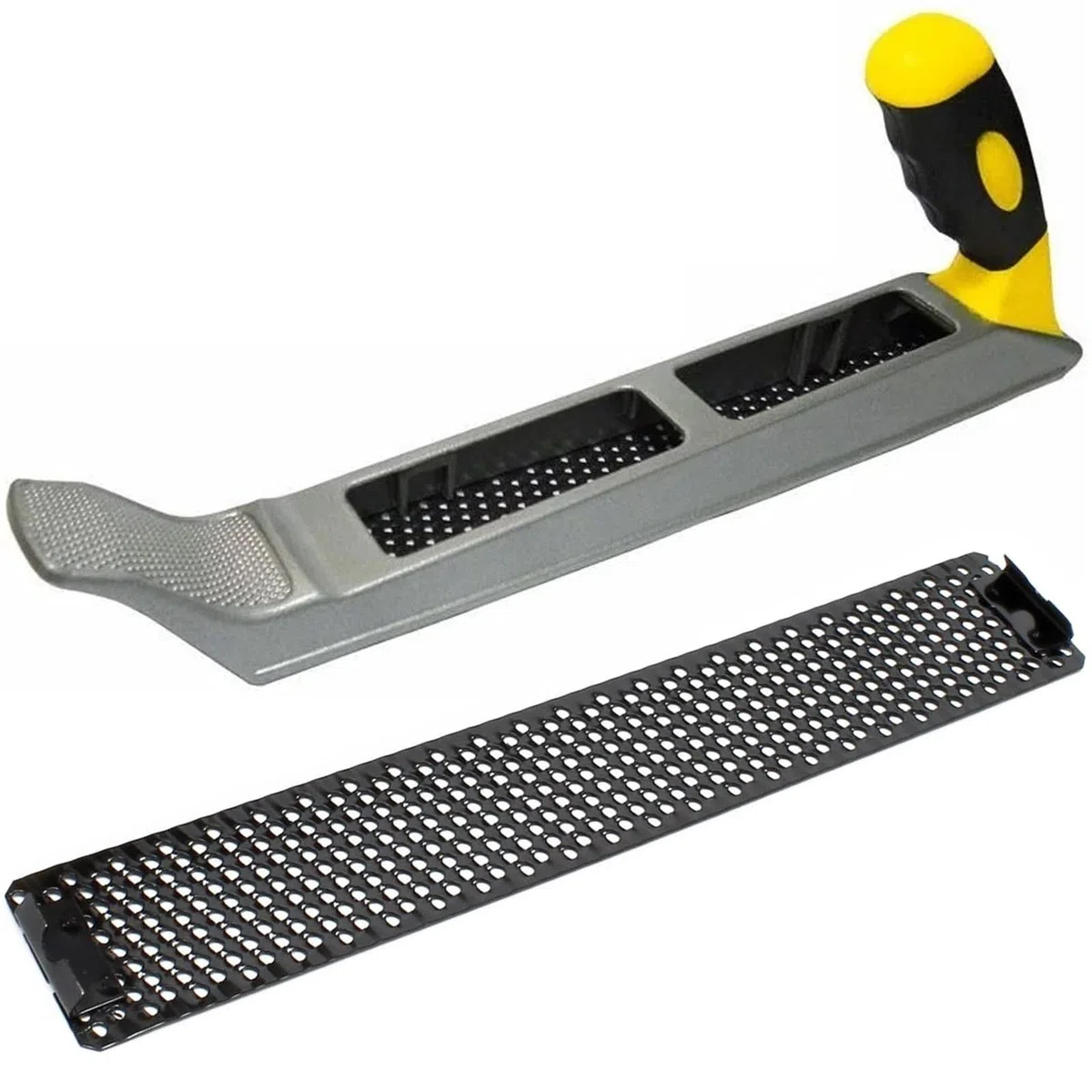 Cepillo Carpintero Acero Inoxidable, Cepilladora Madera Metal con Hoja Malla 2 x 300mm y Mango Ergonómico, Plano Cartón Yeso Lima Escofina para Bordes, Superficies Reducidas, Limar, Raspar, Cepillado