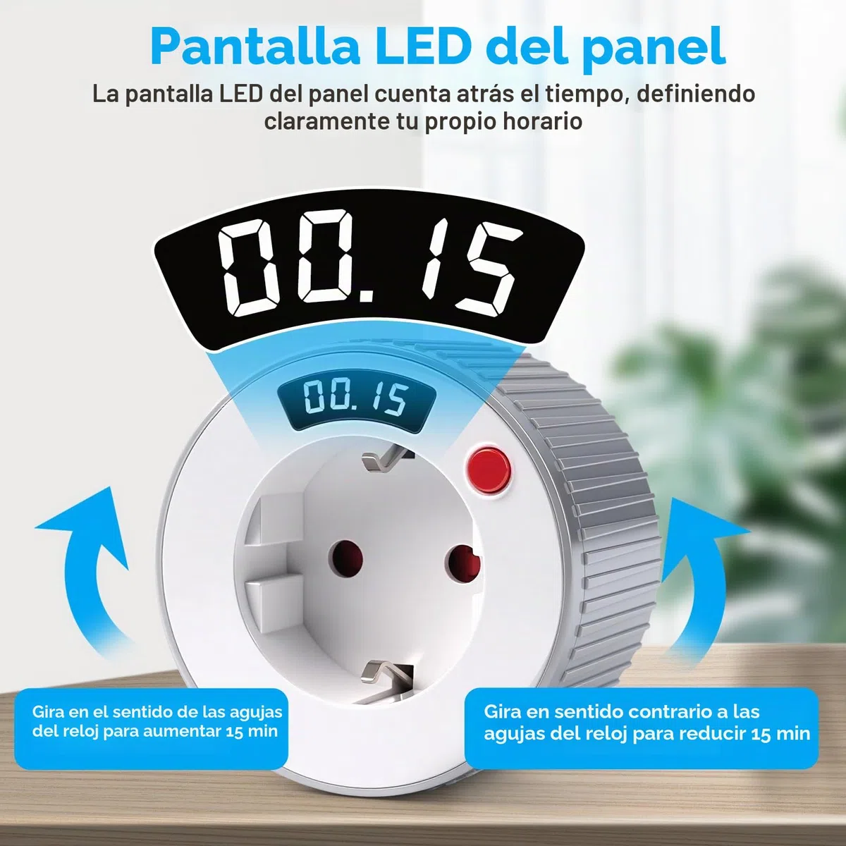 Temporizador Enchufe Inteligente WiFi Tuya Control Cuenta atrás Temporizador AC230V 16A 3680W Pantalla LED 15 min intervalo 24 Horas Enchufe programable WIFI02