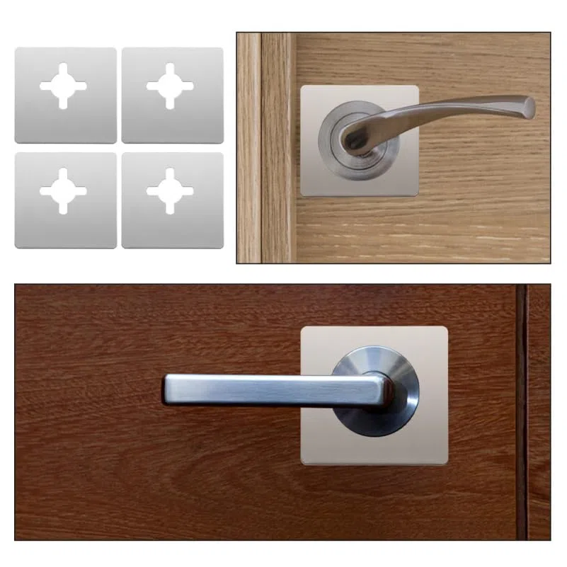 Placas De Refuerzo De Puerta De Acero Inoxidable 4piezas Kit De Reparación De Cerradura Cubiertas De Cerrojo Compatible Manijas Estándar Adecuado Para Hogares y Oficinas