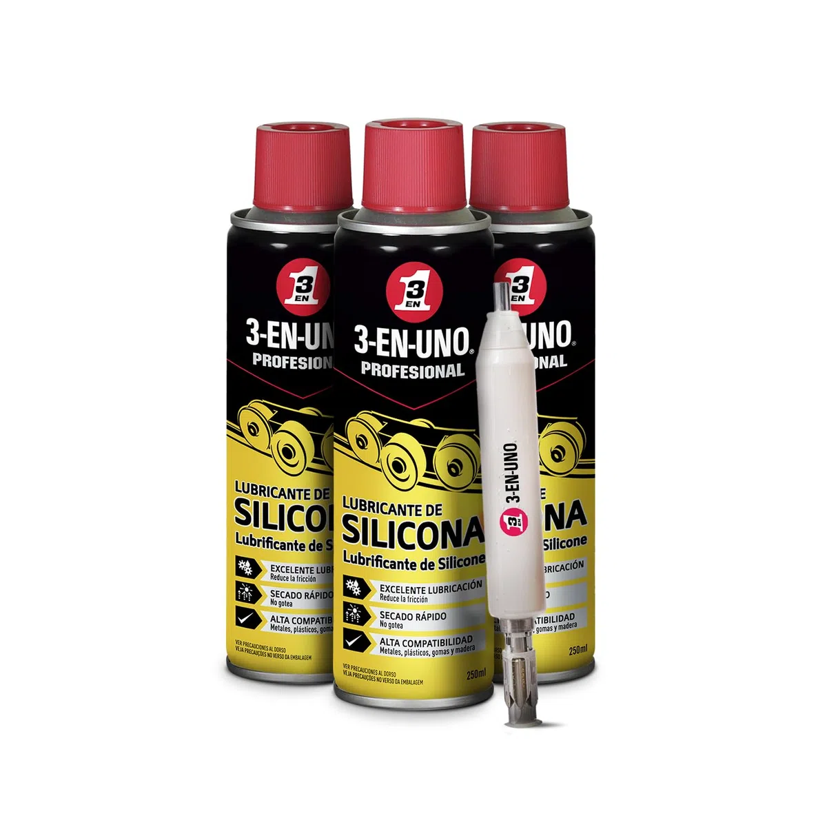 3-IN-ONE Profesional - Pack de 3 Lubricante de silicona 250ml en Spray + Multiherramienta - Pack 3
