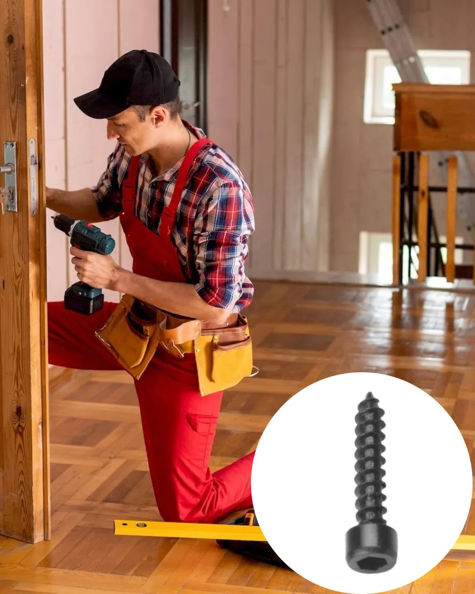 50pcs acero al carbono tornillos autorroscantes, tornillos hexagonales negro M4x20mm