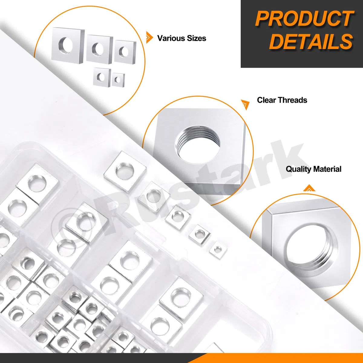 Kit surtido de 90 tuercas cuadradas M3 M4 M5 M6 M8, tuercas cuadradas para máquina de rosca gruesa métrica chapada en zinc blanco para equipos electrónicos mecánicos