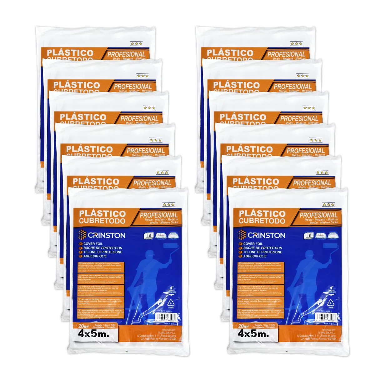 Plástico Cubretodo protector 4x5m - 20 m2 (PACK 12 UNIDADES)