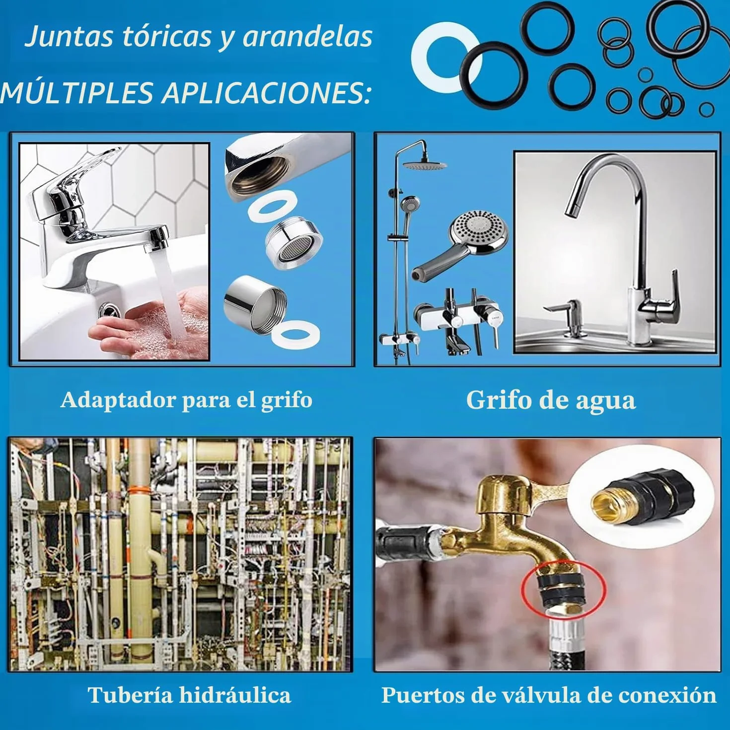 ZDBB Kit de 1000 juntas tóricas de 18 tamaños + arandelas de goma de 18 tamaños para grifo de fontanería, tuberías de agua, arandelas de manguera de jardín, cabezales de ducha, reparación de juntas y