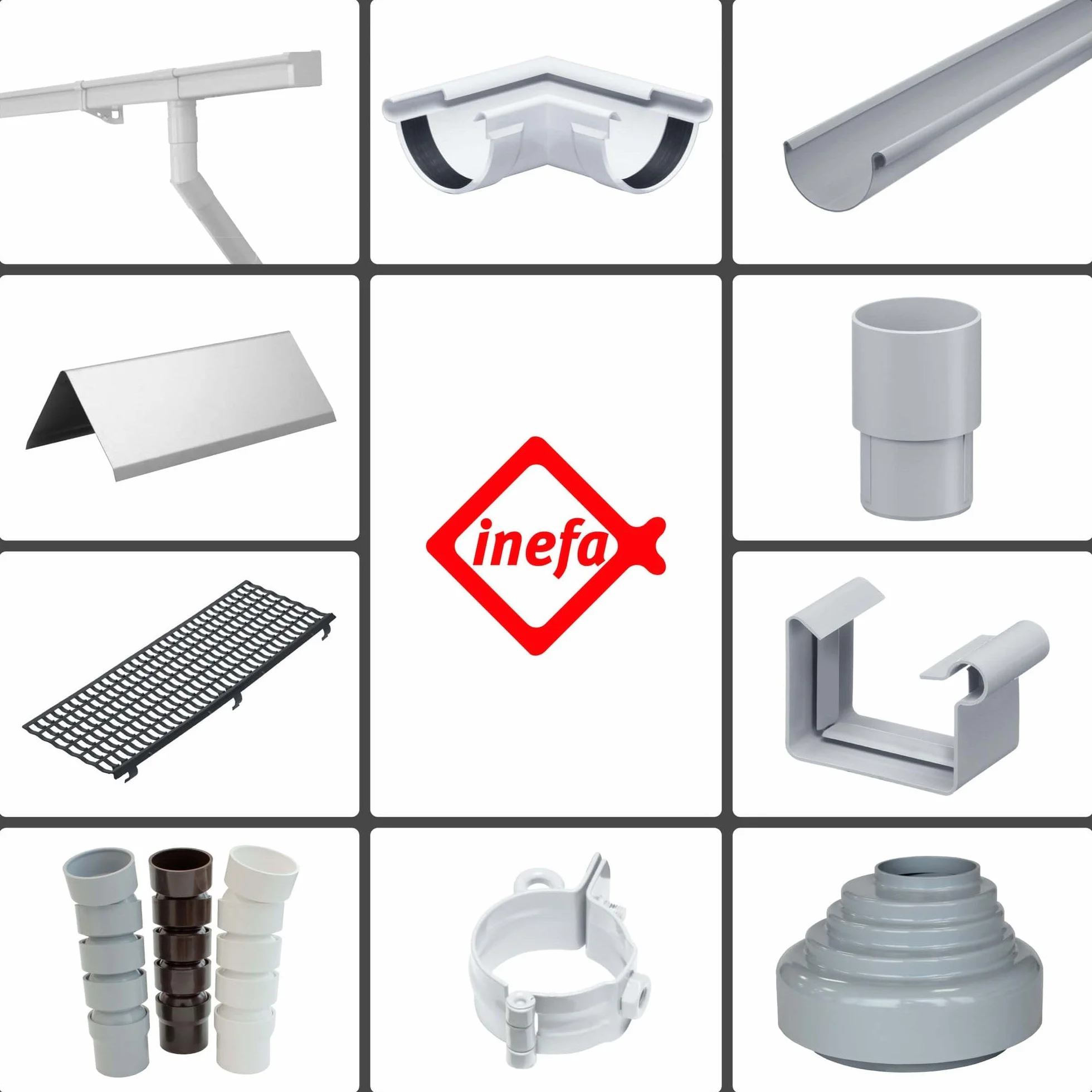 INEFA Toma de desagüe atornillable para canalón de caja, PVC 68/50mmmarrón Toma de desagüe atornillable Accesorios para canalones, fácil instalación,made in Germany
