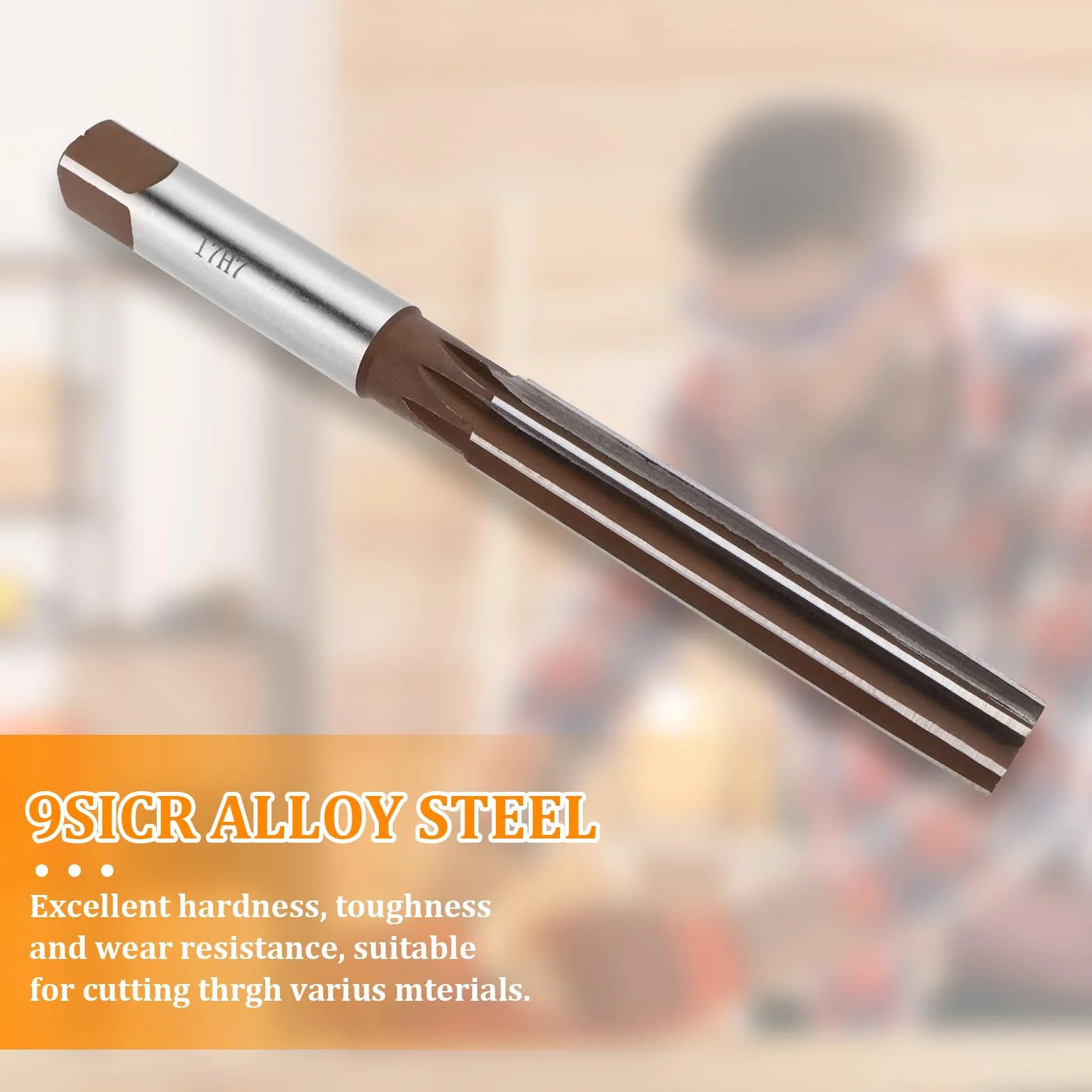 Fresa de ranuradora manual de 17 mm, fresadora para fresadora, router, fresadora de madera H7, escariador métrico, broca recta, ranuras rectas de acero aleado, herramienta de corte para metal y madera