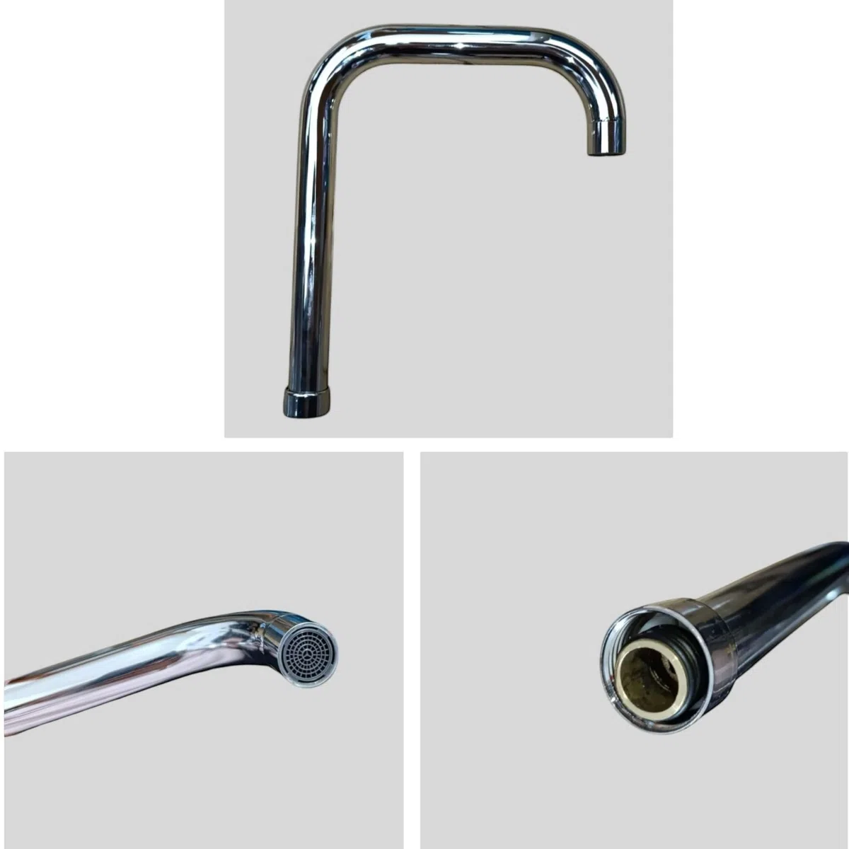 Caña de repuesto para grifo de cocina universal giratoria de 22,5 cm | Diseño cuadrado moderno | Alta y direccionable | Compatible con fregaderos monoagujero | Fácil instalación 52984