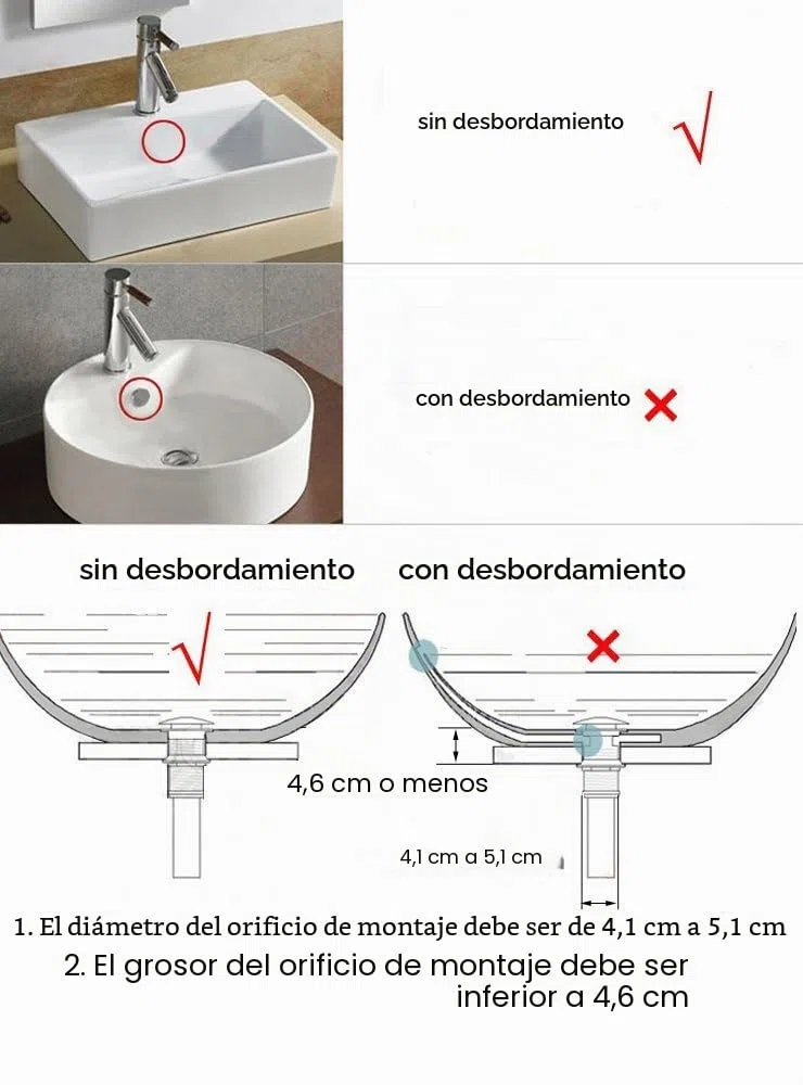 Fregadero para Lavabo sin Ranura Empujar para Elevar Haga Clic en Tapón para Desecho Clack Tapón para Desagüe sin Desbordamiento Terminado (Amarillo)